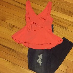 Express -Adorable open back peplum tank